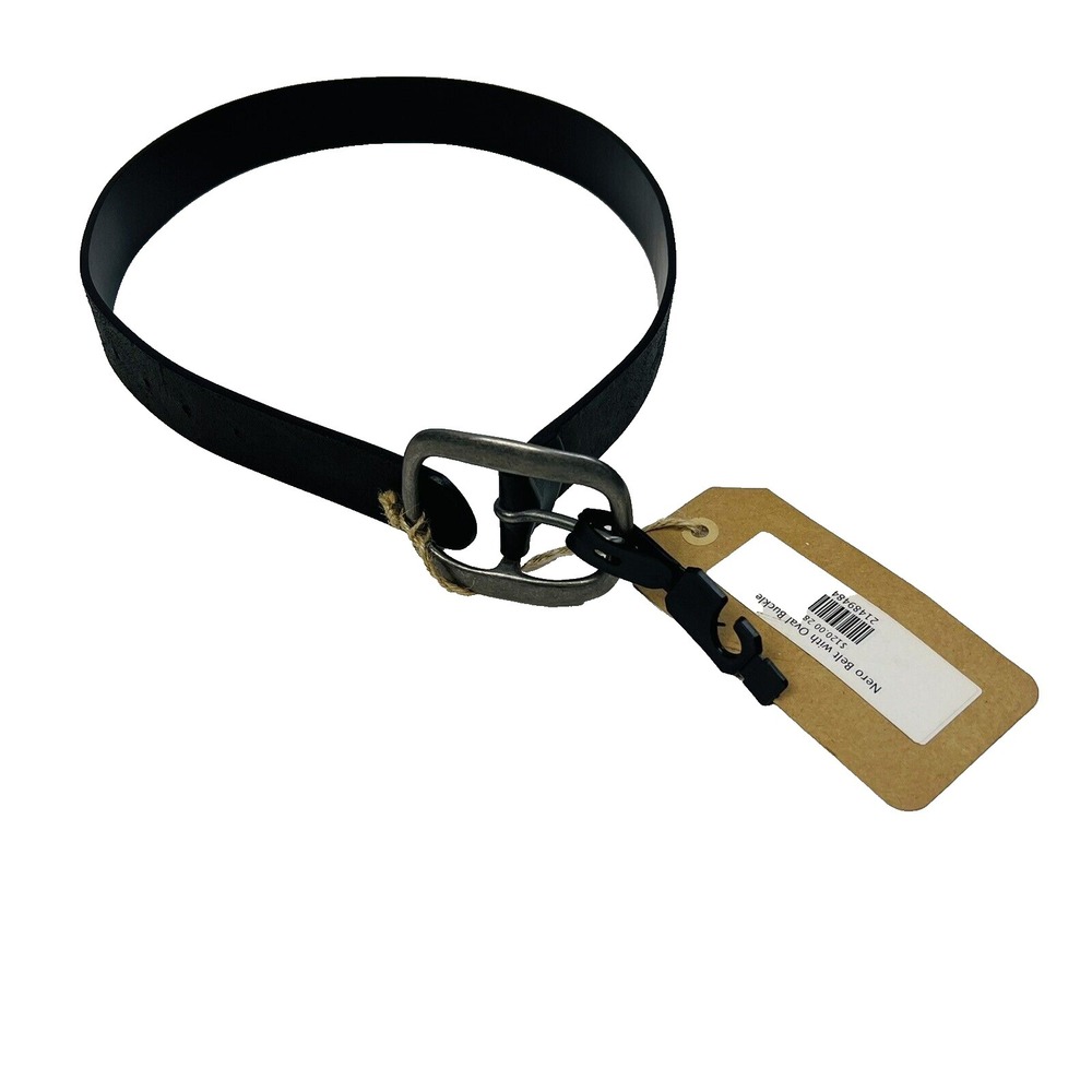 NWT Peter Nappi Black Nero‎ Leather Belt w/ Oval Single Prong Buckle Size 28/70
